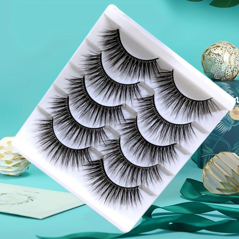 5 Pairs Cat Eye Lashes Fluffy Wispy 3D Dramatic Long Thick Curly False Eyelashes