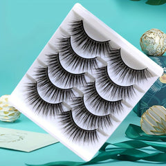 5 Pairs Cat Eye Lashes Fluffy Wispy 3D Dramatic Long Thick Curly False Eyelashes