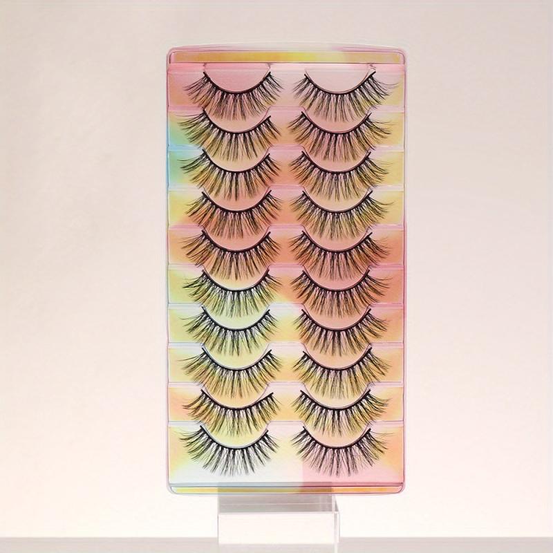 10 Pairs False Eyelashes Thick Curling Slender Lashes Natural Cross