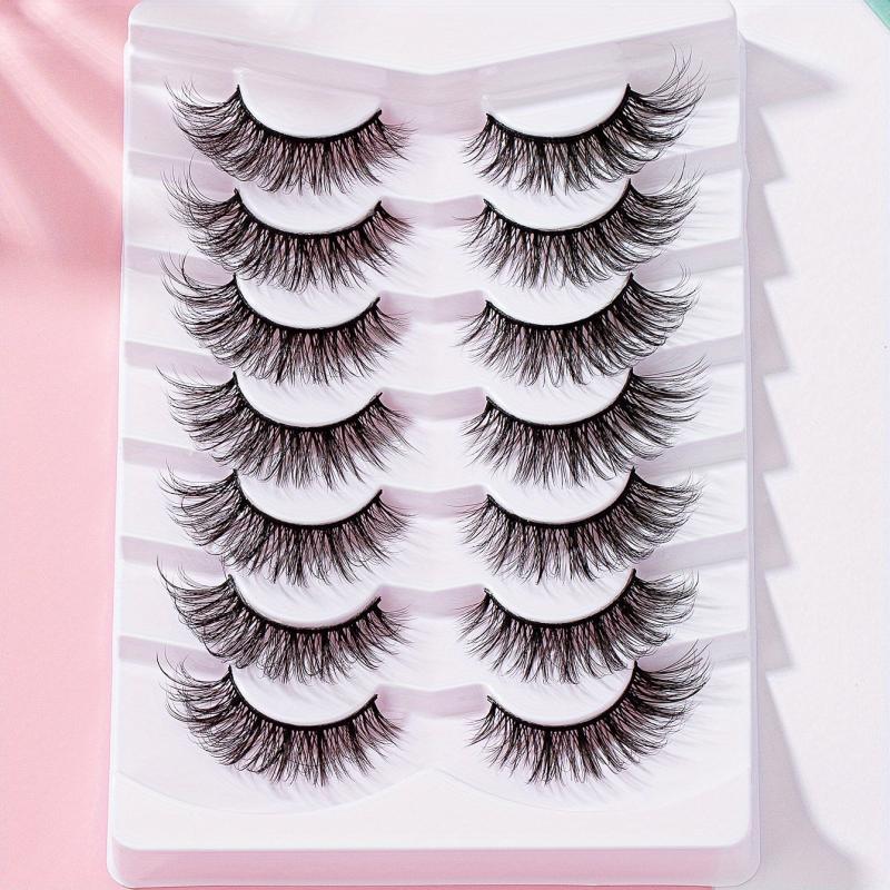 7 Pairs C Curling Doll Style Manga False Eyelashes Natural Look