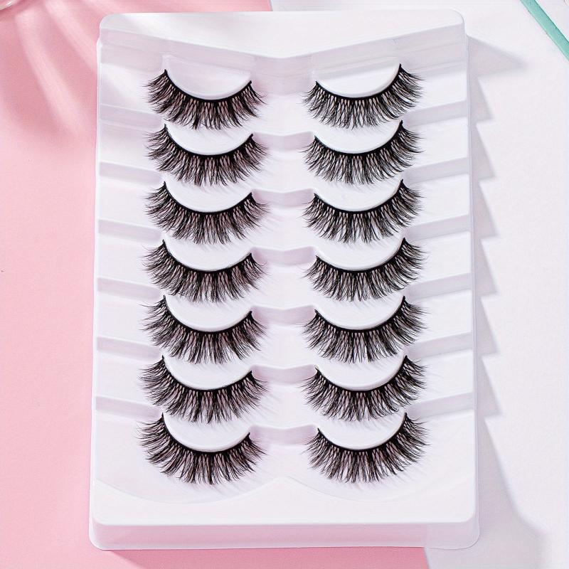 7 Pairs C Curling Doll Style Manga False Eyelashes Natural Look