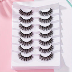 7 Pairs C Curling Doll Style Manga False Eyelashes Natural Look