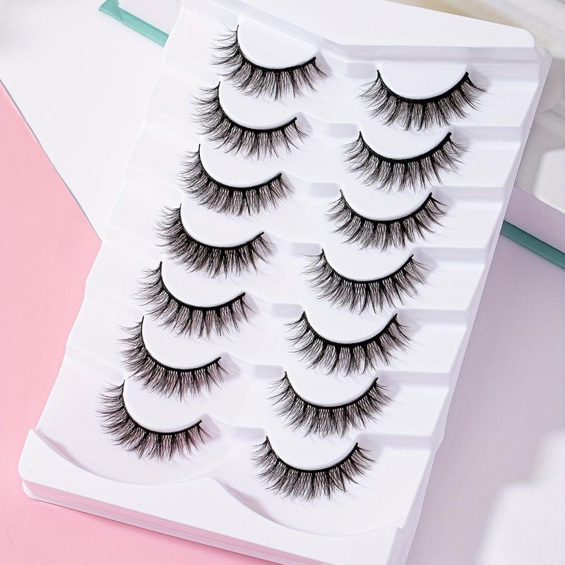 7 Pairs C Curling Doll Style Manga False Eyelashes Natural Look