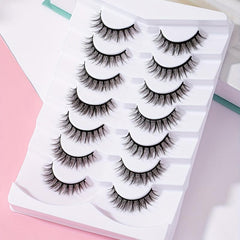 7 Pairs C Curling Doll Style Manga False Eyelashes Natural Look