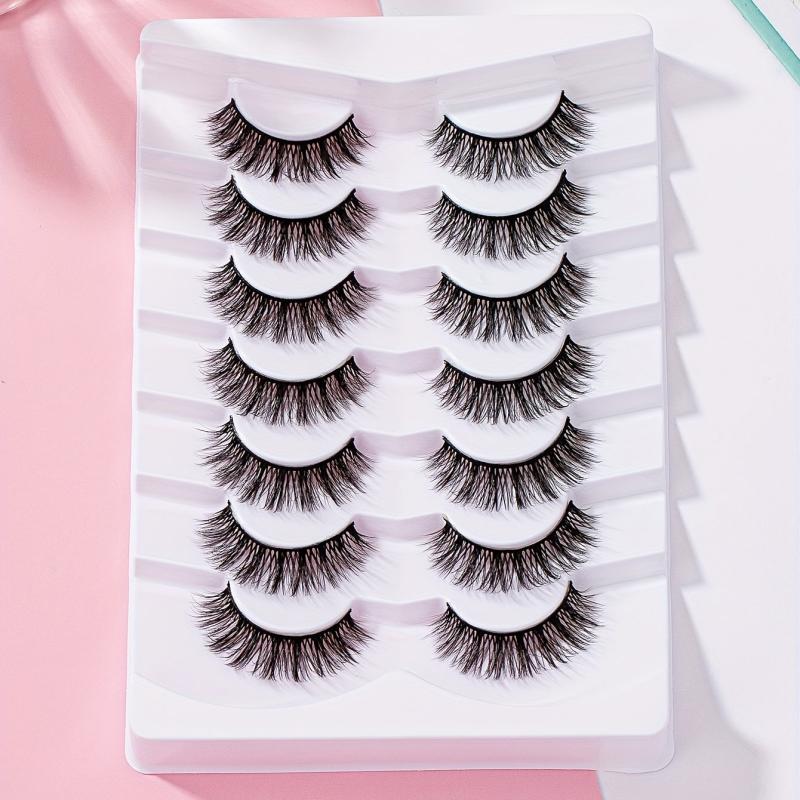 7 Pairs C Curling Doll Style Manga False Eyelashes Natural Look