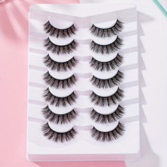 7 Pairs C Curling Doll Style Manga False Eyelashes Natural Look