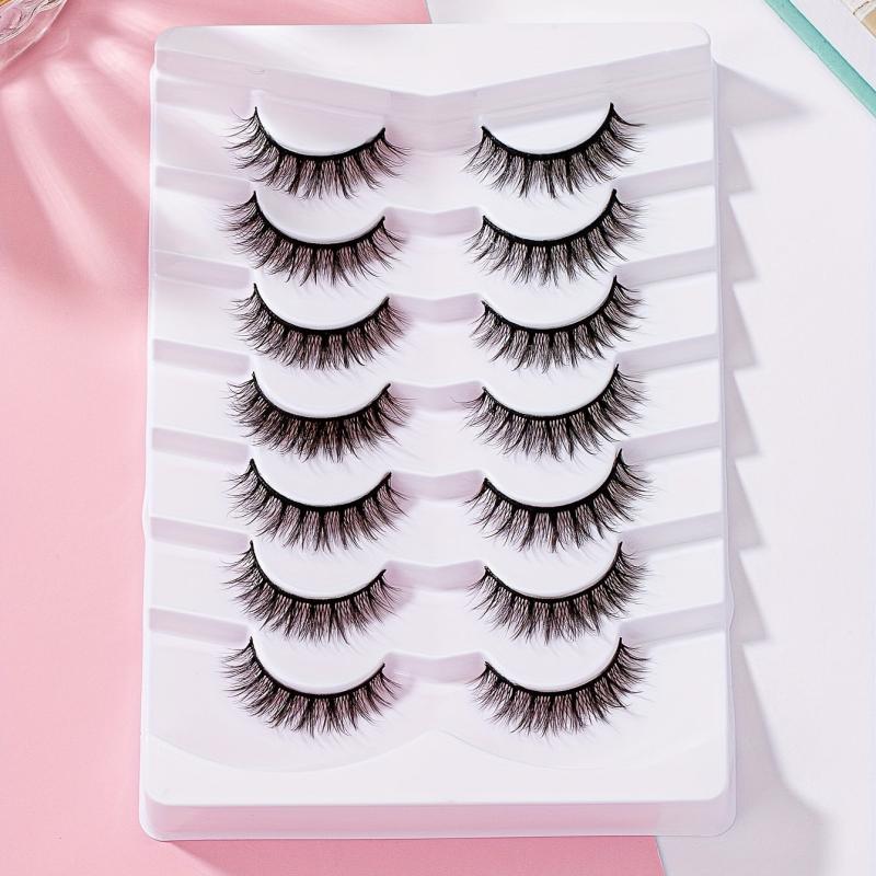 7 Pairs C Curling Doll Style Manga False Eyelashes Natural Look