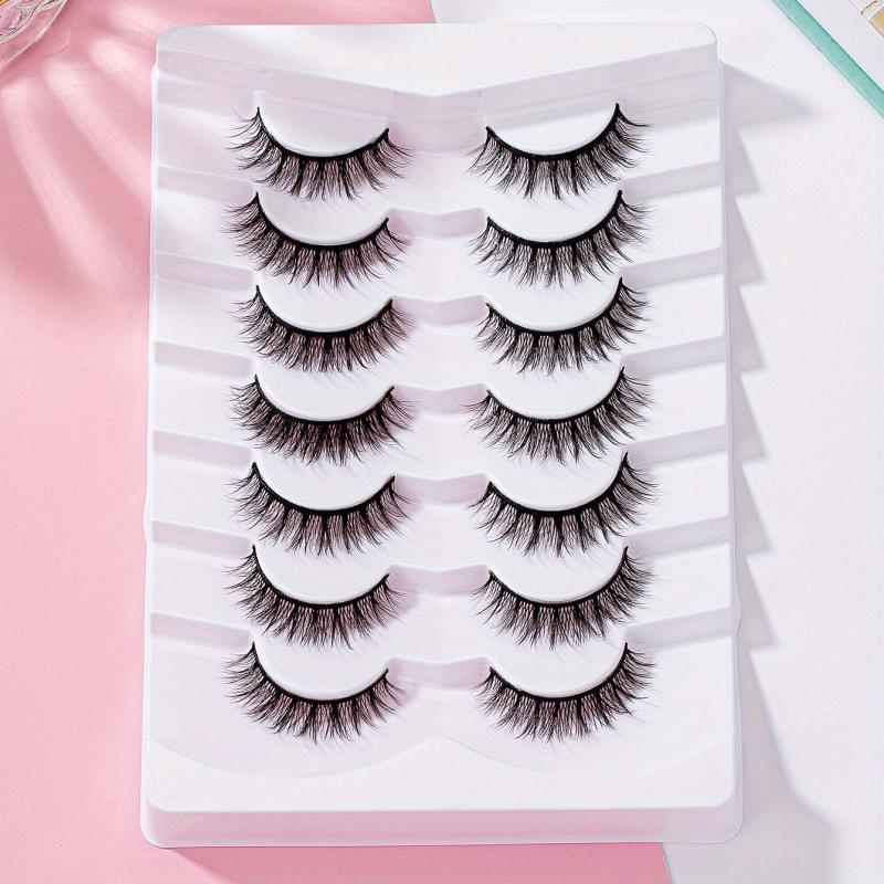 7 Pairs C Curling Doll Style Manga False Eyelashes Natural Look