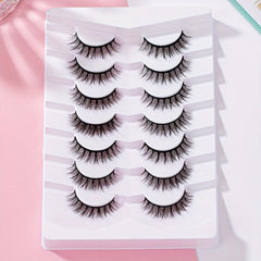 7 Pairs C Curling Doll Style Manga False Eyelashes Natural Look