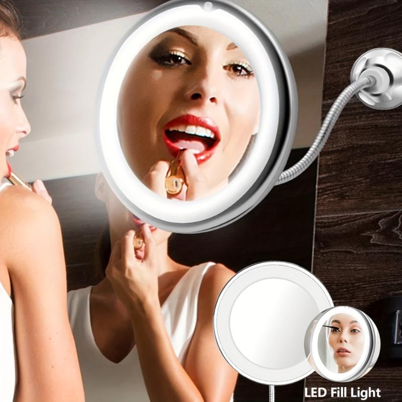 10X Magnifying Suction Mirror with Dimmable LED Light