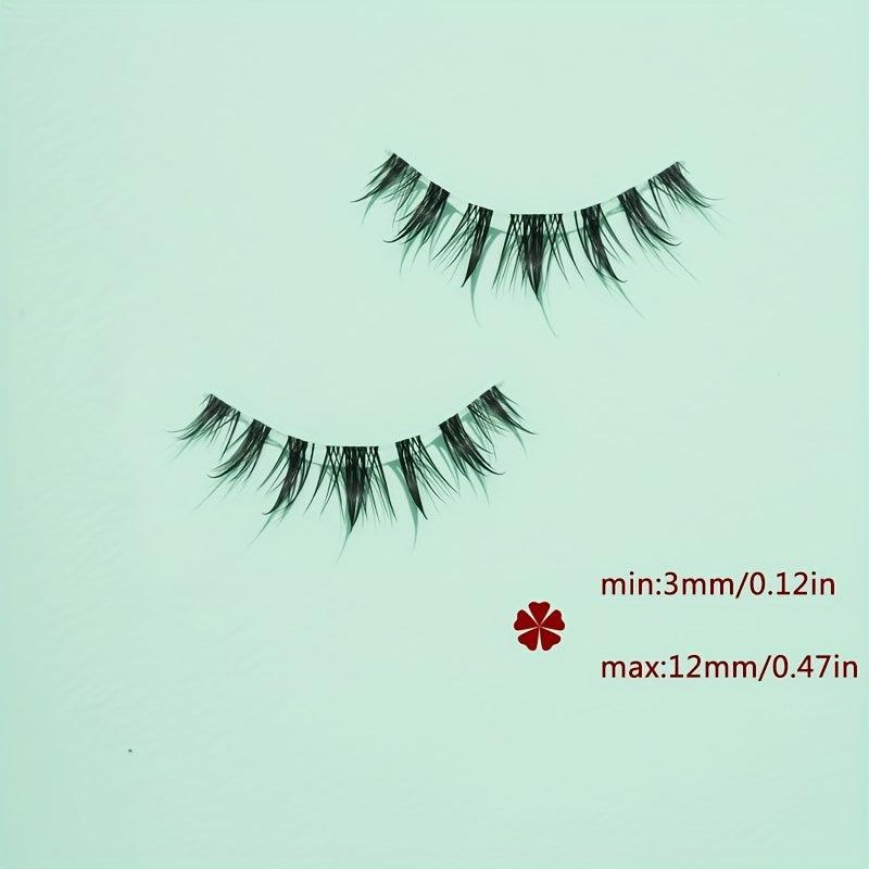 5 Pairs 12mm Spiky Manga Lashes Crisscross Clear Band False Eyelash