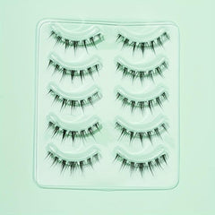 5 Pairs 12mm Spiky Manga Lashes Crisscross Clear Band False Eyelash