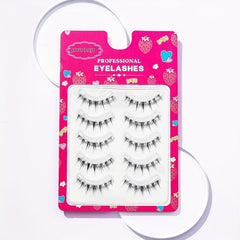 5 Pairs 12mm Spiky Manga Lashes Crisscross Clear Band False Eyelash
