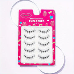 5 Pairs 12mm Spiky Manga Lashes Crisscross Clear Band False Eyelash