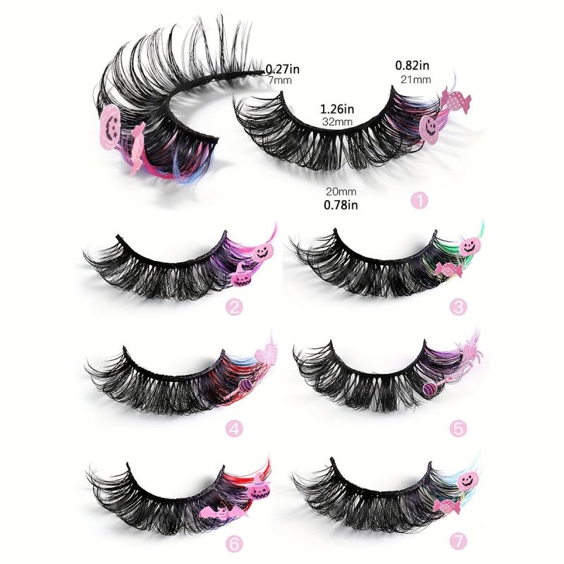 Colorful Fluffy Long Thick False Eyelashes for Halloween Party