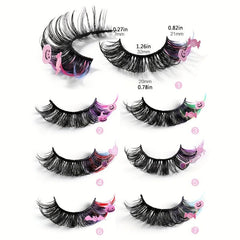 Colorful Fluffy Long Thick False Eyelashes for Halloween Party