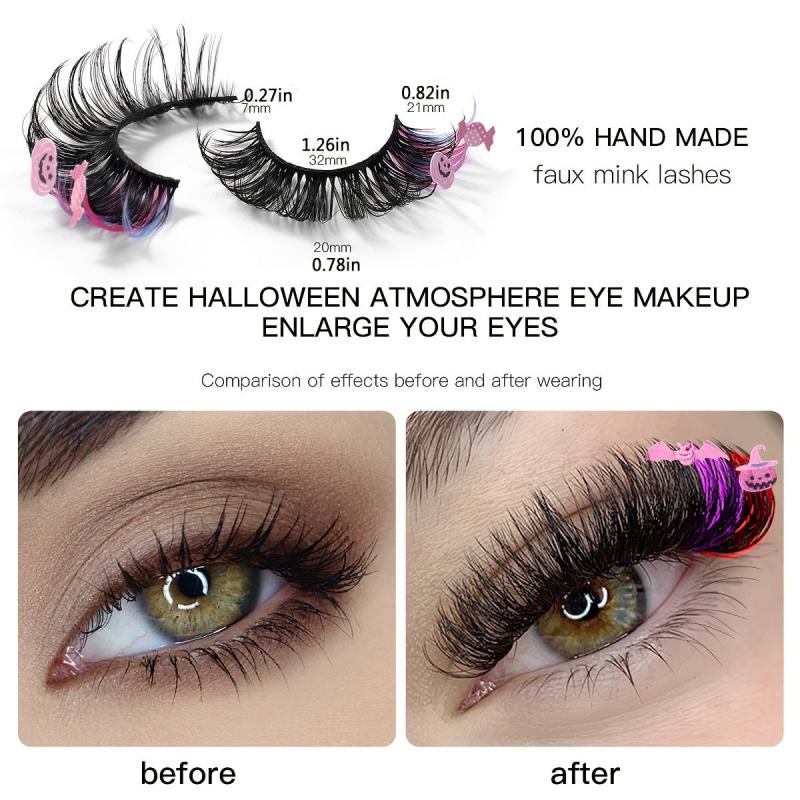Colorful Fluffy Long Thick False Eyelashes for Halloween Party