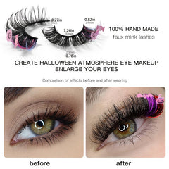 Colorful Fluffy Long Thick False Eyelashes for Halloween Party