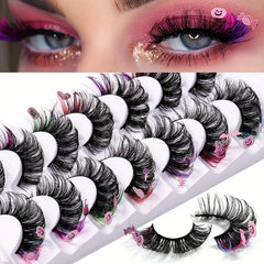 Colorful Fluffy Long Thick False Eyelashes for Halloween Party