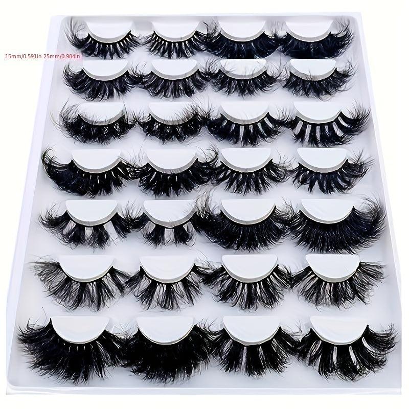 14 Pairs Fluffy Mix Lashes 3D Faux Mink Long Natural Look False Eyelashes
