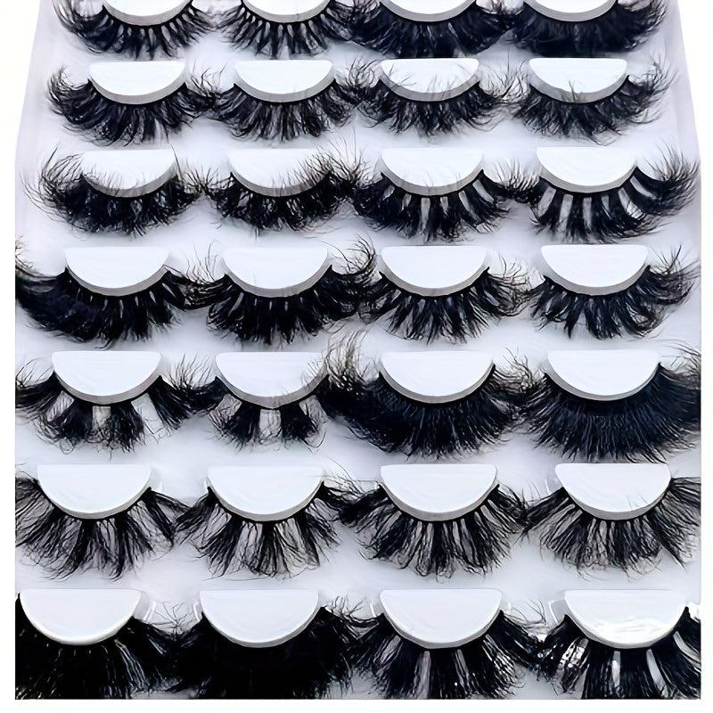 14 Pairs Fluffy Mix Lashes 3D Faux Mink Long Natural Look False Eyelashes