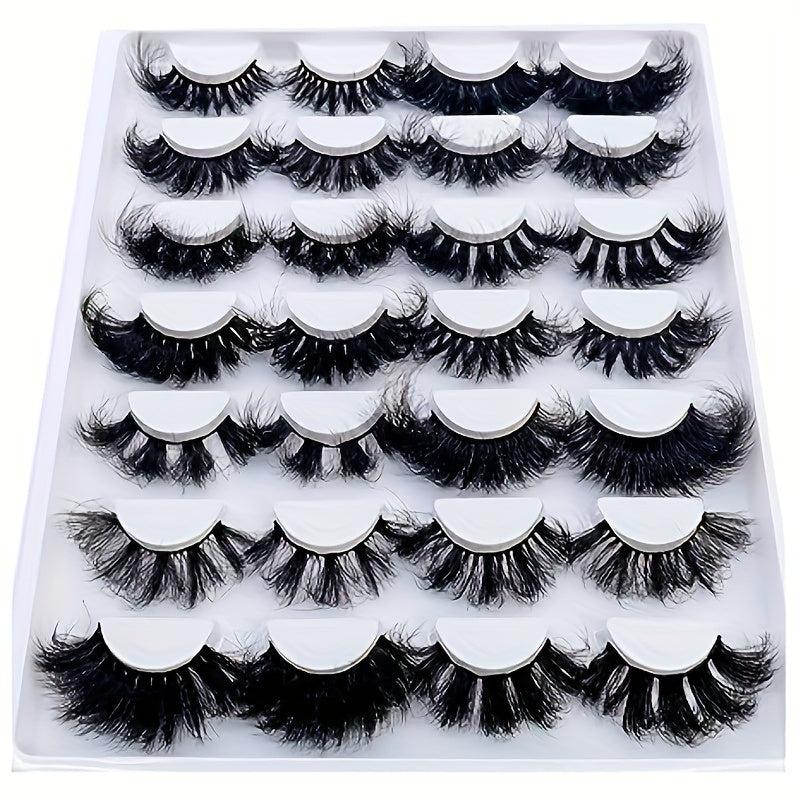 14 Pairs Fluffy Mix Lashes 3D Faux Mink Long Natural Look False Eyelashes