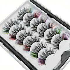 6 Pairs Colored Magnetic False Lashes & Eyeliner Kit 8D Fluffy Mink Lashes