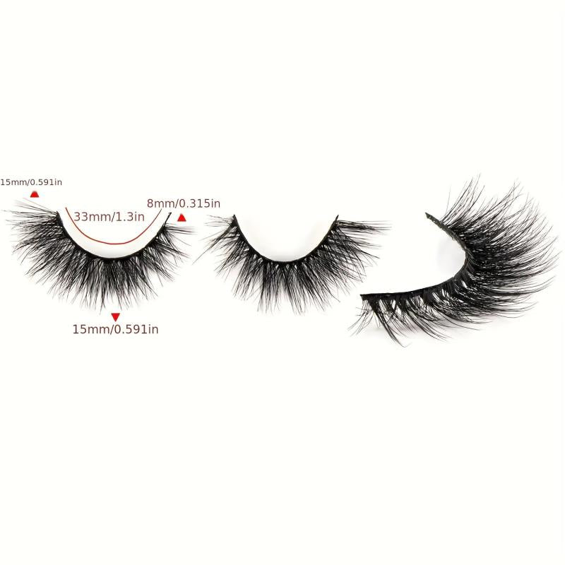 2 Pairs Fluffy Wispy False Eyelashes 15mm Natural Eye Tail Pull Long