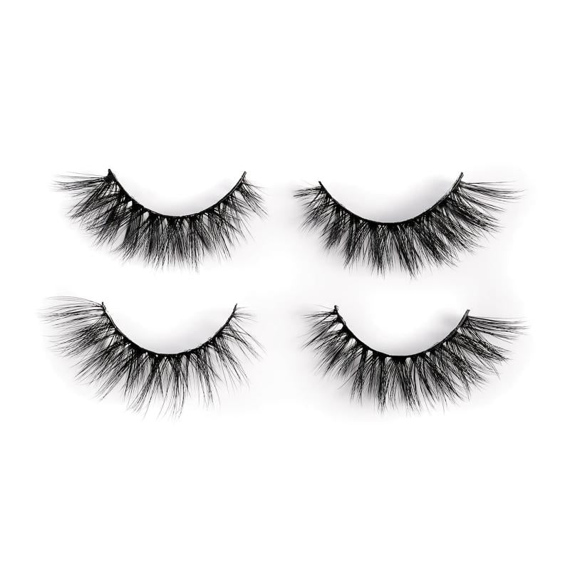 2 Pairs Fluffy Wispy False Eyelashes 15mm Natural Eye Tail Pull Long