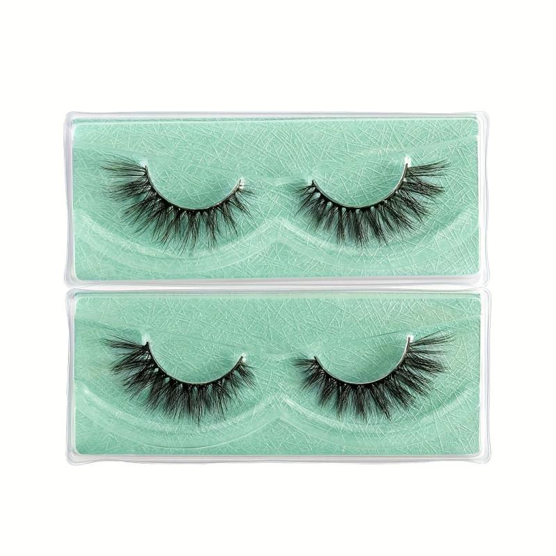 2 Pairs Fluffy Wispy False Eyelashes 15mm Natural Eye Tail Pull Long