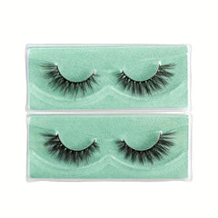 2 Pairs Fluffy Wispy False Eyelashes 15mm Natural Eye Tail Pull Long
