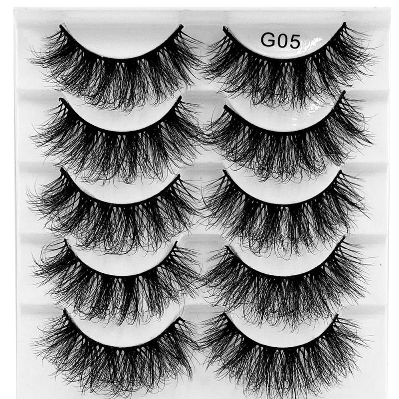 5Pairs Mink Fluffy Eyelashes Long Lasting Wispy Natural Lashes