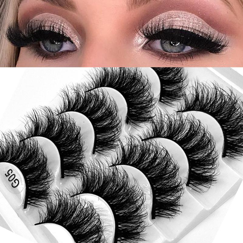 5Pairs Mink Fluffy Eyelashes Long Lasting Wispy Natural Lashes