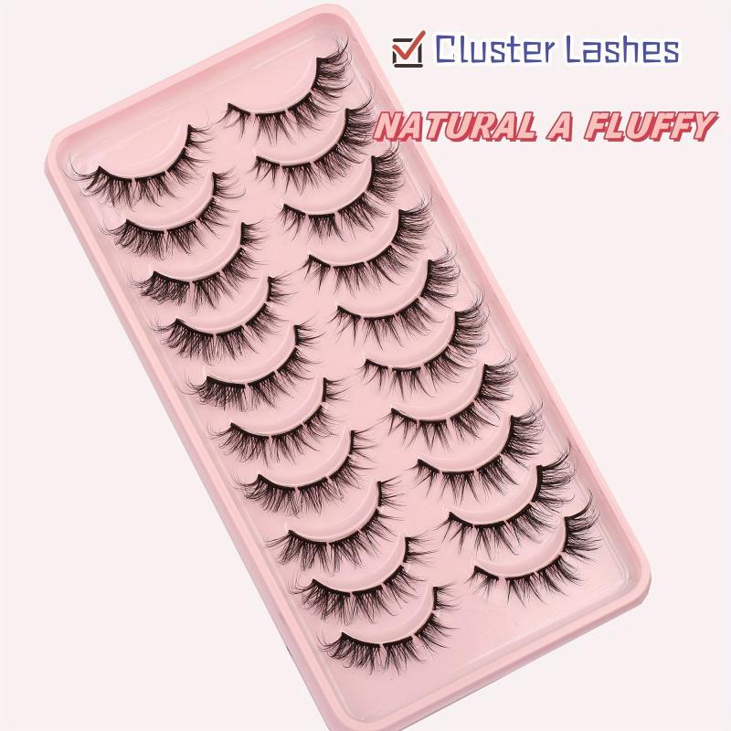 10 Pairs 3D Cluster Cat Eye False Eyelashes DIY Natural Look Fluffy 7mm-15mm