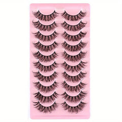 10 Pairs Dramatic Long False Eyelashes Natural Reusable Extensions