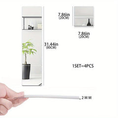 Acrylic Mirror Non Glass Shatterproof Frameless Full Length Wall Mirror