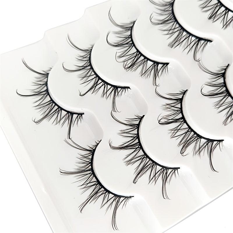 Faux Mink Eyelashes 5 Pairs Soft Reusable Light Volume Extensions
