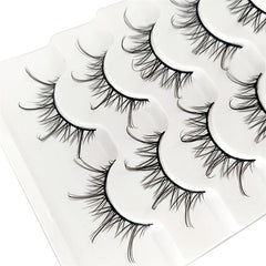 Faux Mink Eyelashes 5 Pairs Soft Reusable Light Volume Extensions