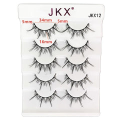 Faux Mink Eyelashes 5 Pairs Soft Reusable Light Volume Extensions