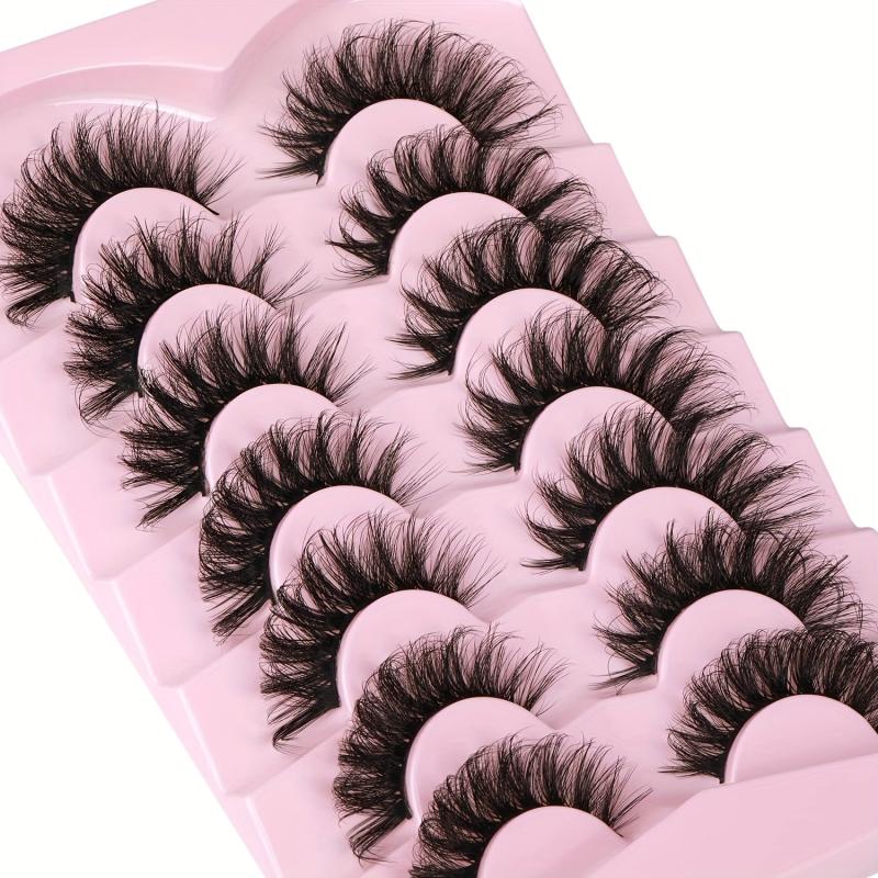 Fluffy 6D False Eyelashes 17mm Cat Eye Extension Strip Lashes 7 Pairs