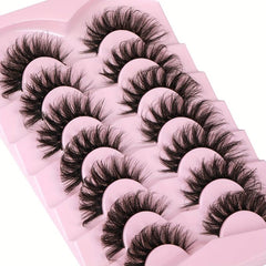 Fluffy 6D False Eyelashes 17mm Cat Eye Extension Strip Lashes 7 Pairs