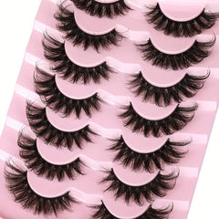 Fluffy 6D False Eyelashes 17mm Cat Eye Extension Strip Lashes 7 Pairs