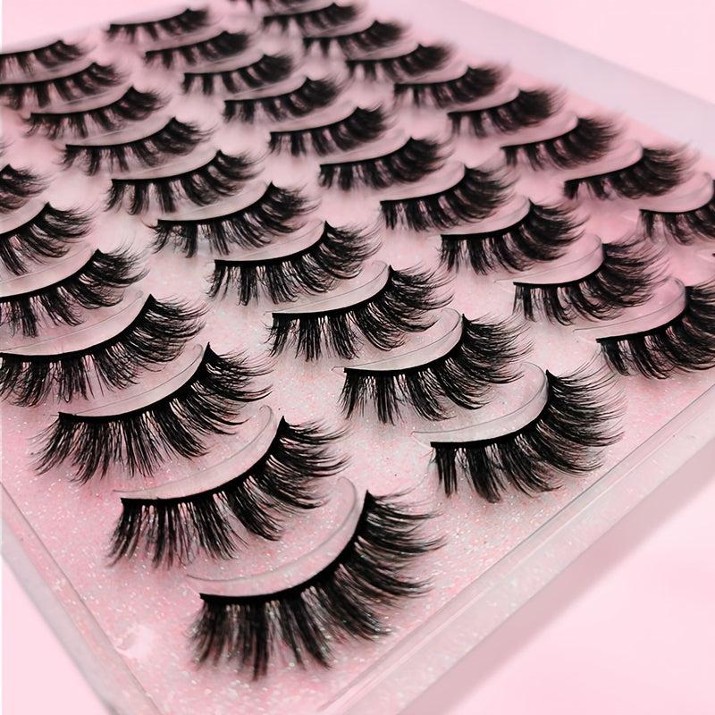 20 Pairs Fluffy Faux Mink Eyelashes Natural Look Makeup Tool