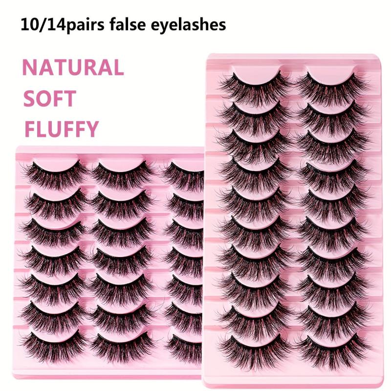 10 14 Pairs Fluffy False Eyelashes Soft 3D Mink Reusable Eyelash Extensions