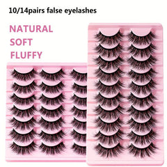 10 14 Pairs Fluffy False Eyelashes Soft 3D Mink Reusable Eyelash Extensions