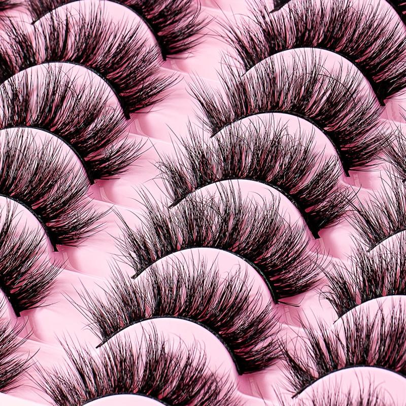 10 14 Pairs Fluffy False Eyelashes Soft 3D Mink Reusable Eyelash Extensions