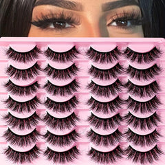 10 14 Pairs Fluffy False Eyelashes Soft 3D Mink Reusable Eyelash Extensions