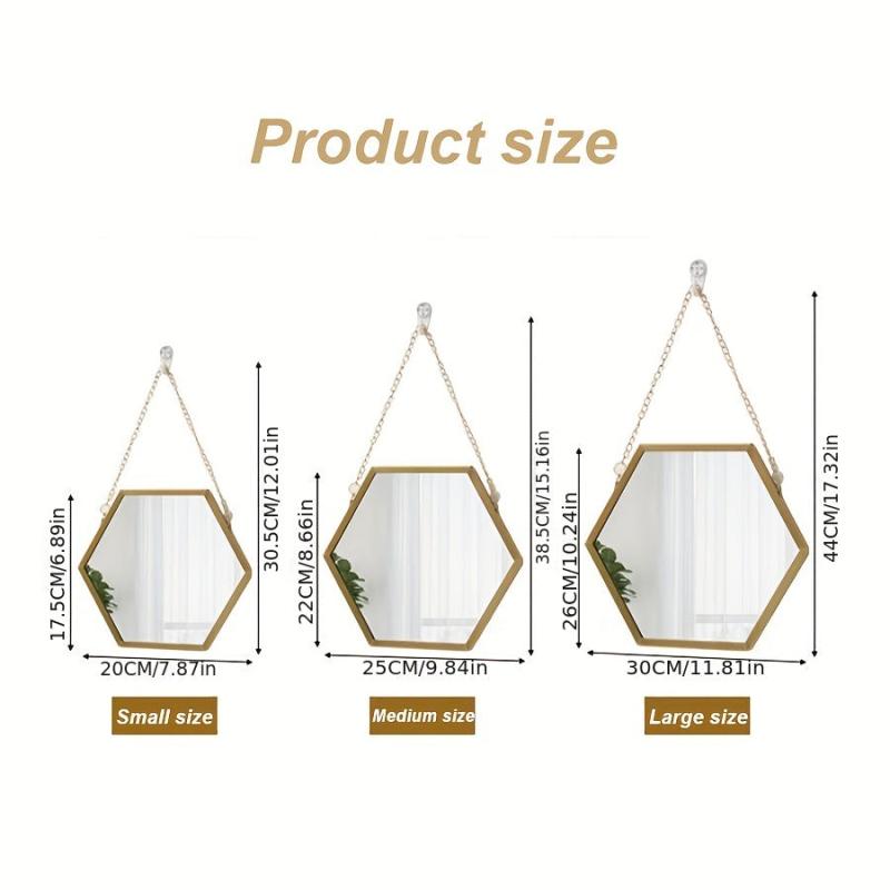Hexagon Wall Decor Mirror Bedroom Decorative Mirror Hanging Mirrors For Wall