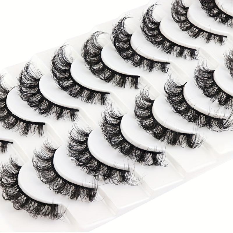 10 Pairs Dramatic Mink Lashes for Long, Thick Look
