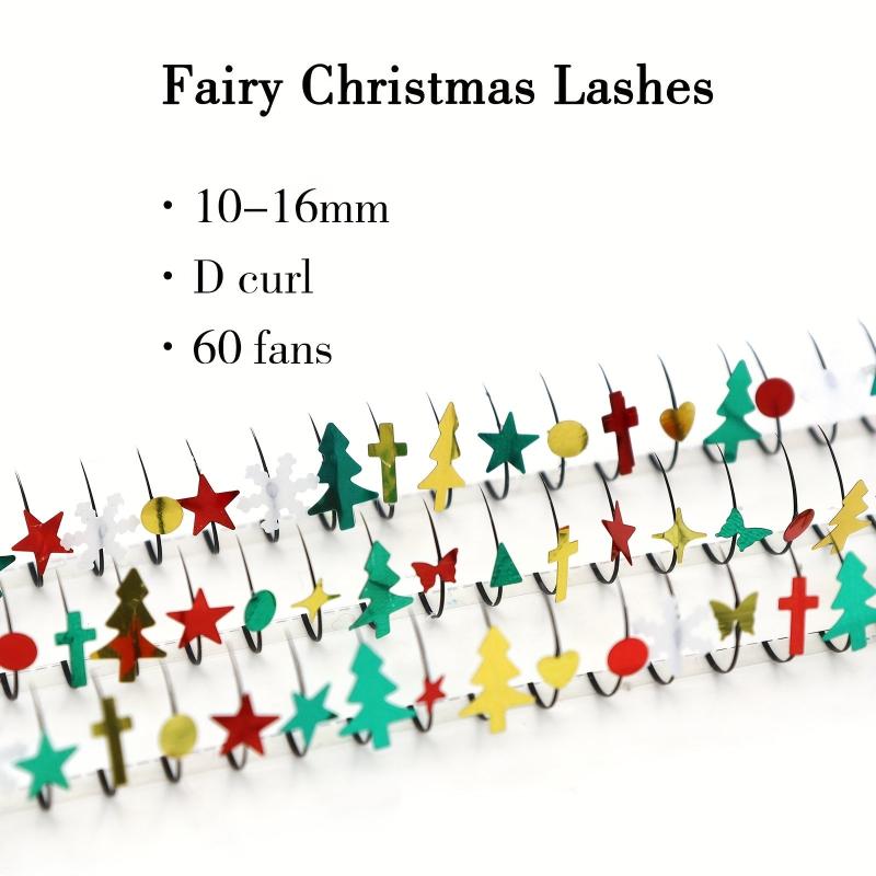 Christmas Sequin Lashes Glitter False Eyelash 60pcs 10-15mm Individual Lashes